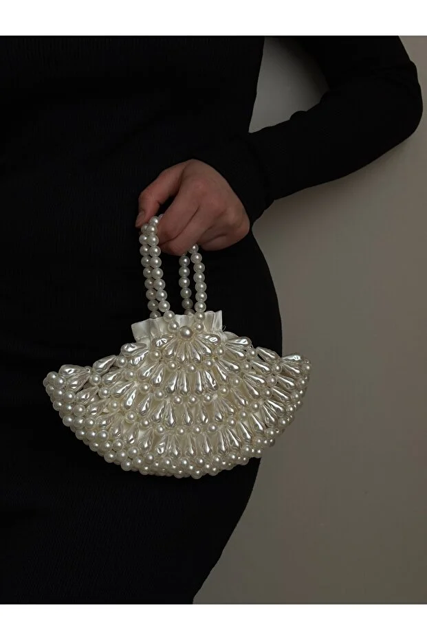 vivozza Oyster Model Pearl Bead Bag - Evening Dress Bag - Pearl Bag - Hand Bag - Bead Bag