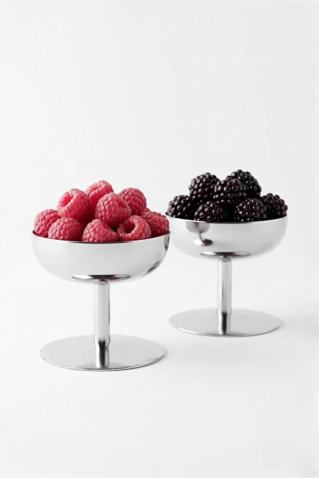Kitchen Life 2-Piece Stainless Steel Footed Presentation Tray Set
